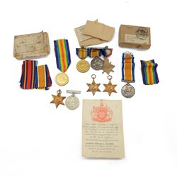 WWI trio of medals, comprising 1914-15 Star, War and Victory medals, awarded to 1741 Pte. ...