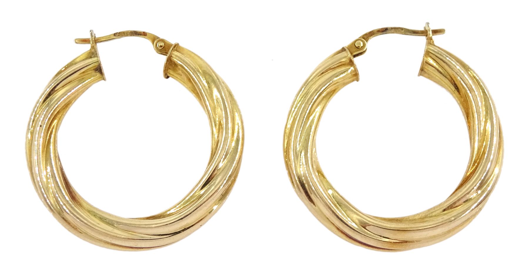 Pair of 9ct gold hoop earrings, hallmarked