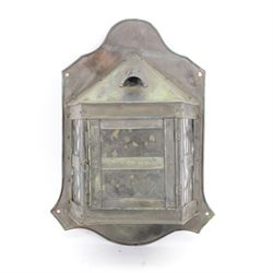 Early 20th century Arts and Crafts metal wall light or lantern, the projecting centre with...