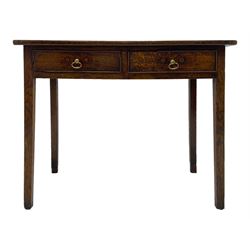 19th century oak side table, rectangular top over two drawers, on square tapering supports 