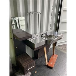 Wall mounting wood effect and stainless steel salon sink with wall mounting towel rack, and storage cabinet with mirror  - THIS LOT IS TO BE COLLECTED BY APPOINTMENT FROM DUGGLEBY STORAGE, GREAT HILL, EASTFIELD, SCARBOROUGH, YO11 3TX