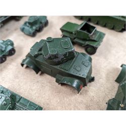 Collection of diecast tanks and other military vehicles, mainly Dinky 