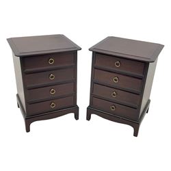 Stag Minstrel - pair of mahogany four drawer pedestal bedside lamp chests, on bracket feet