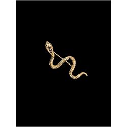 9ct gold snake brooch set with sapphires, hallmarked 