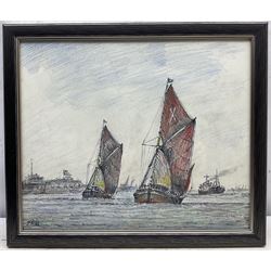 Jack Rigg (British 1927-2023): 'On the River Medway', coloured pencil and ink signed, titled and dated 1983 verso 35cm x 42cm