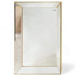 Rectangular giltwood wall mirror, bevelled plate within bevelled frame