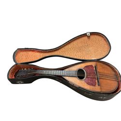 Round backed mandolin, in case, L59cm