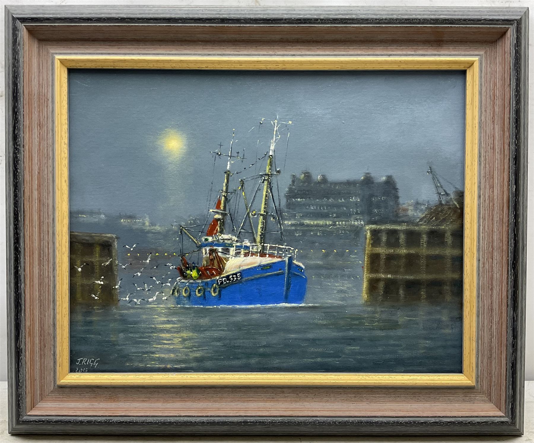 Jack Rigg (British 1927-2023): 'First Home' - Scarborough Harbour, oil on canvas board signed and dated 2013, titled verso 34cm x 44cm