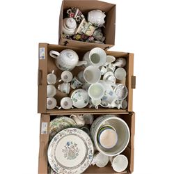 Large collection of ceramics, including Coalport The Masters House, Aynsley vases, jardiners, etc, in five boxes 