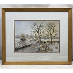 Blanche Carney (British 20th Century): Winter Scenes and 'The Cod Beck in Winter', set of three watercolours signed, variously titled and dated max 25cm x 35cm (3)