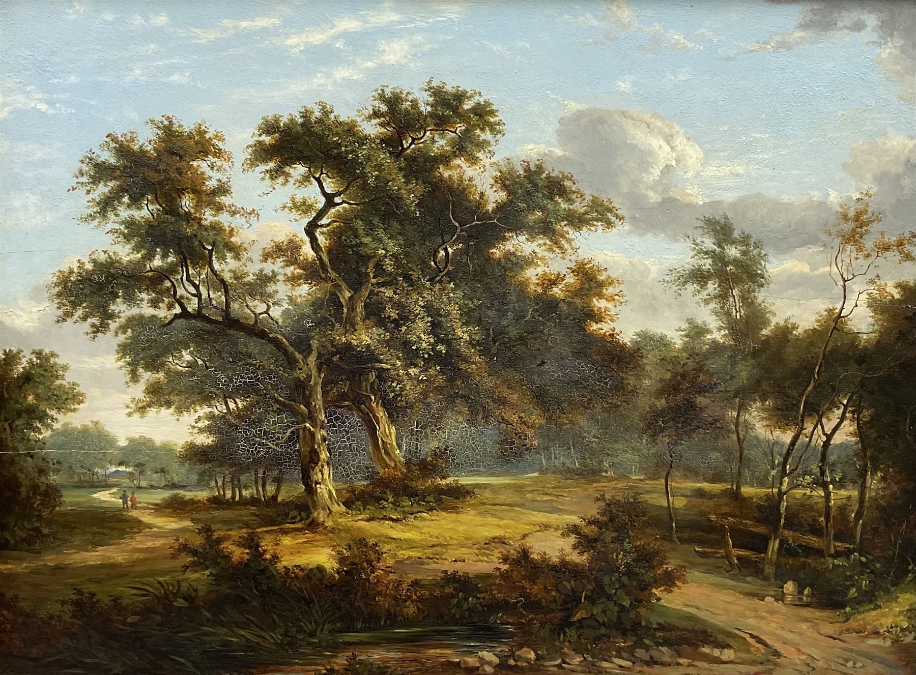 Nasmyth Family (British c.1841-1861): Wooded Landscape, oil on panel signed, mid 19th century Windsor & Newton 'Prepared Panel' label verso 45cm x 60cm