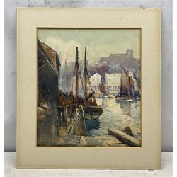 Harry Wanless (British c1872-1934): Scarborough Harbour with a view of St Mary's Church, watercolour unsigned 38cm x 33cm