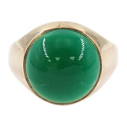 8ct rose gold single stone cabochon green agate ring