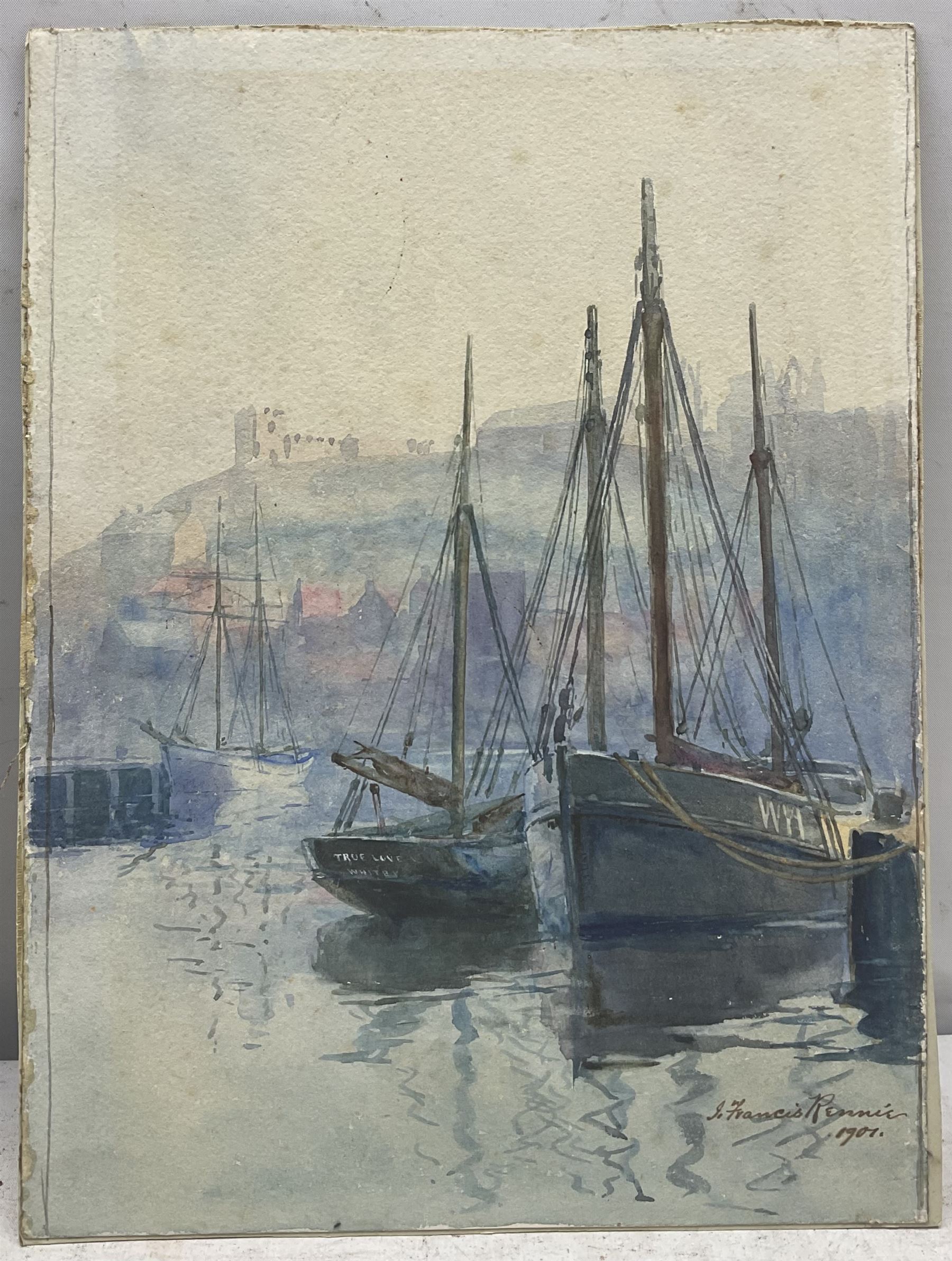 John Francis Rennie (British early 20th century): Whitby Scenes, set three watercolours signed, two dated 1901, max 30cm x 22cm (3) (unframed)