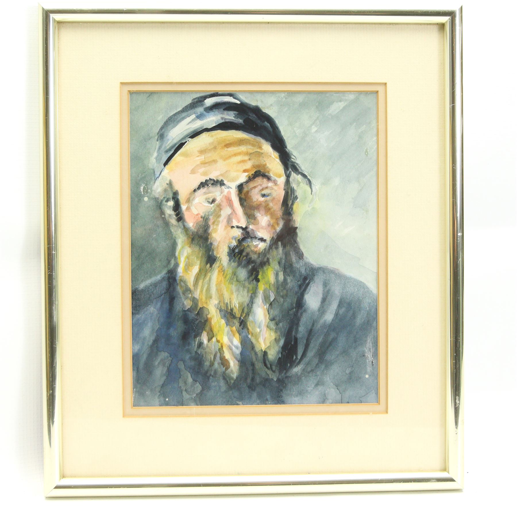 Philip Naviasky (Northern British 1894-1983): Portrait of a Rabbi, watercolour unsigned 24cm x 18cm