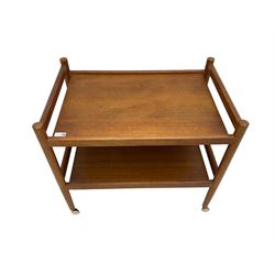 Mid-20th century circa. 1970s teak two-tier drinks trolley