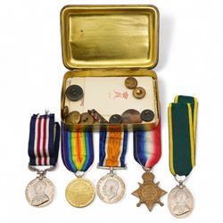 Group of WWI medals to 1686 Cpl F Porter Leic. Yeo. including War, Victory and Military me...