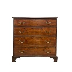 George III mahogany chest, rectangular top with moulded edge, fitted with two short over three long graduating cock-beaded drawers, lower moulded edge over bracket feet