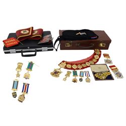 Collection of Masonic Regalia, including two silver Royal Antediluvian Order of Buffaloes ...