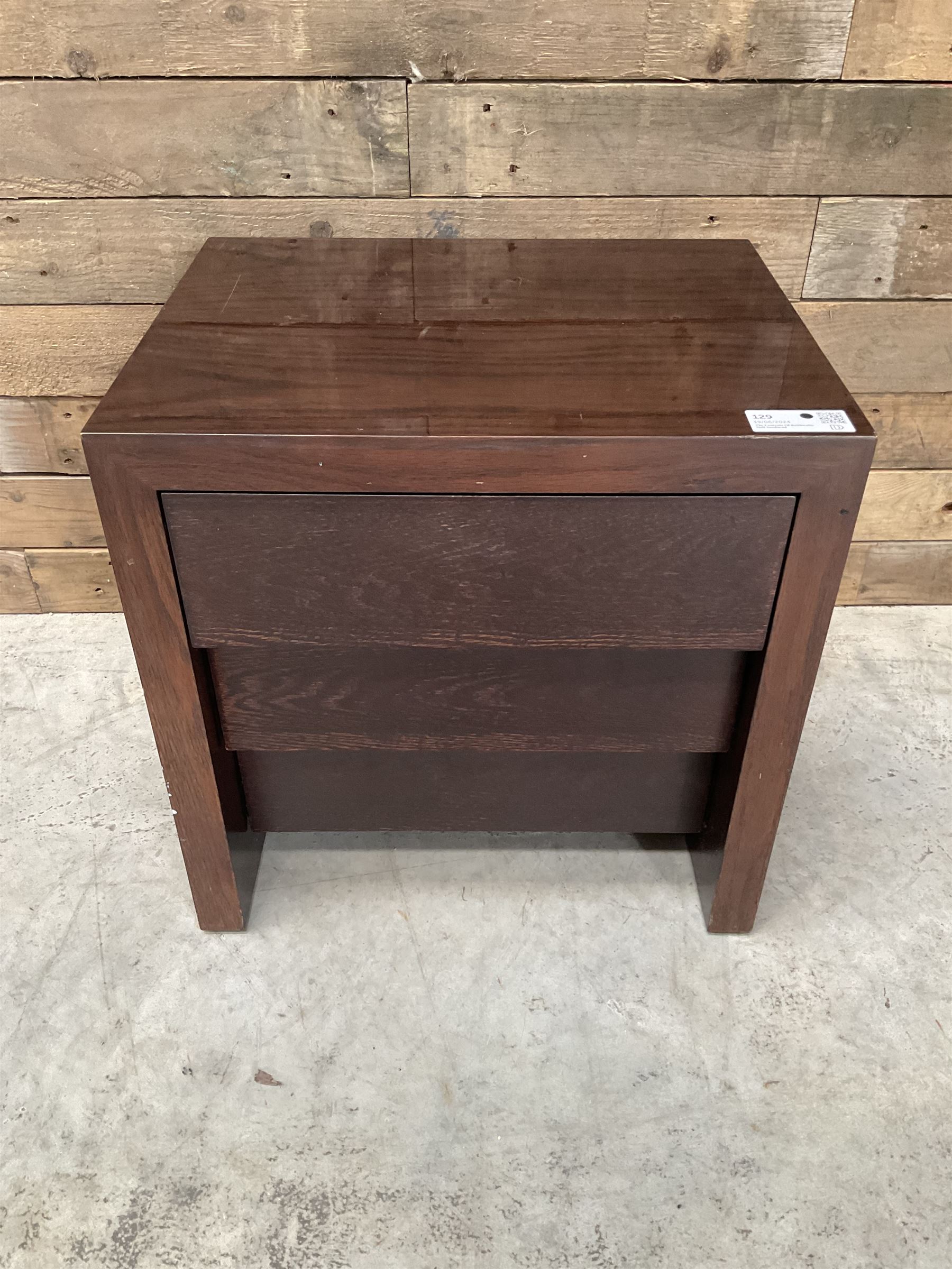 5 x rosewood bedside chests, fitted with thee tiered soft-close drawers