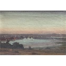 English School (Early 20th century): Distant Bridge at Twilight, oil on canvas unsigned 24cm x 35cm