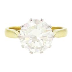 18ct gold single stone round brilliant cut diamond ring, Birmingham 1986, diamond approx 2.75 carat