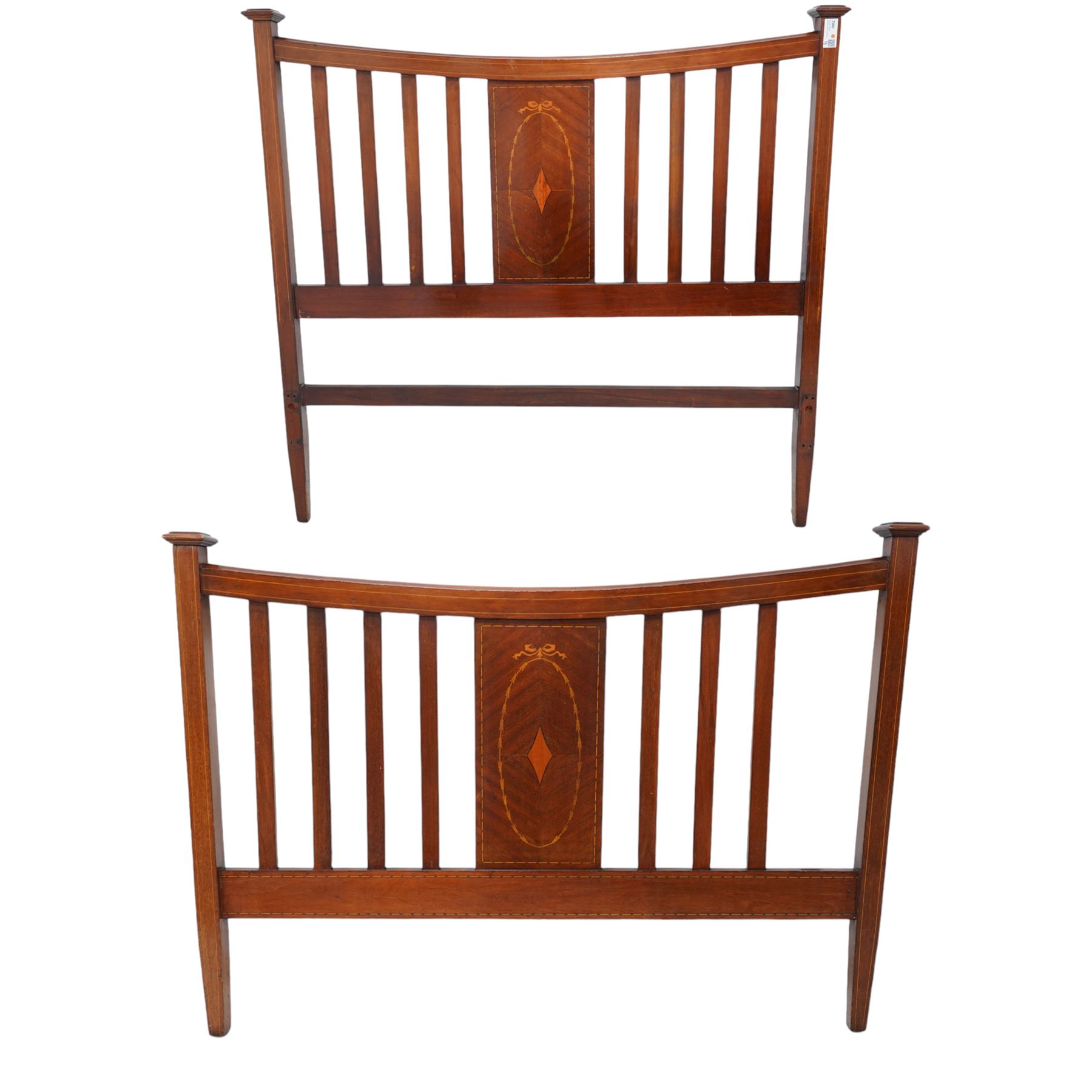 Edwardian inlaid mahogany 4' 6'' double bedstead 