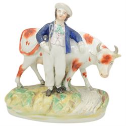 Ten Staffordshire models including pocket watch stands, flatbacks and figures, H36cm (10)