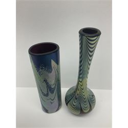 Okra oval vase in Merlins Web pattern, together with another Okra vase, oval vase with original box H16cm