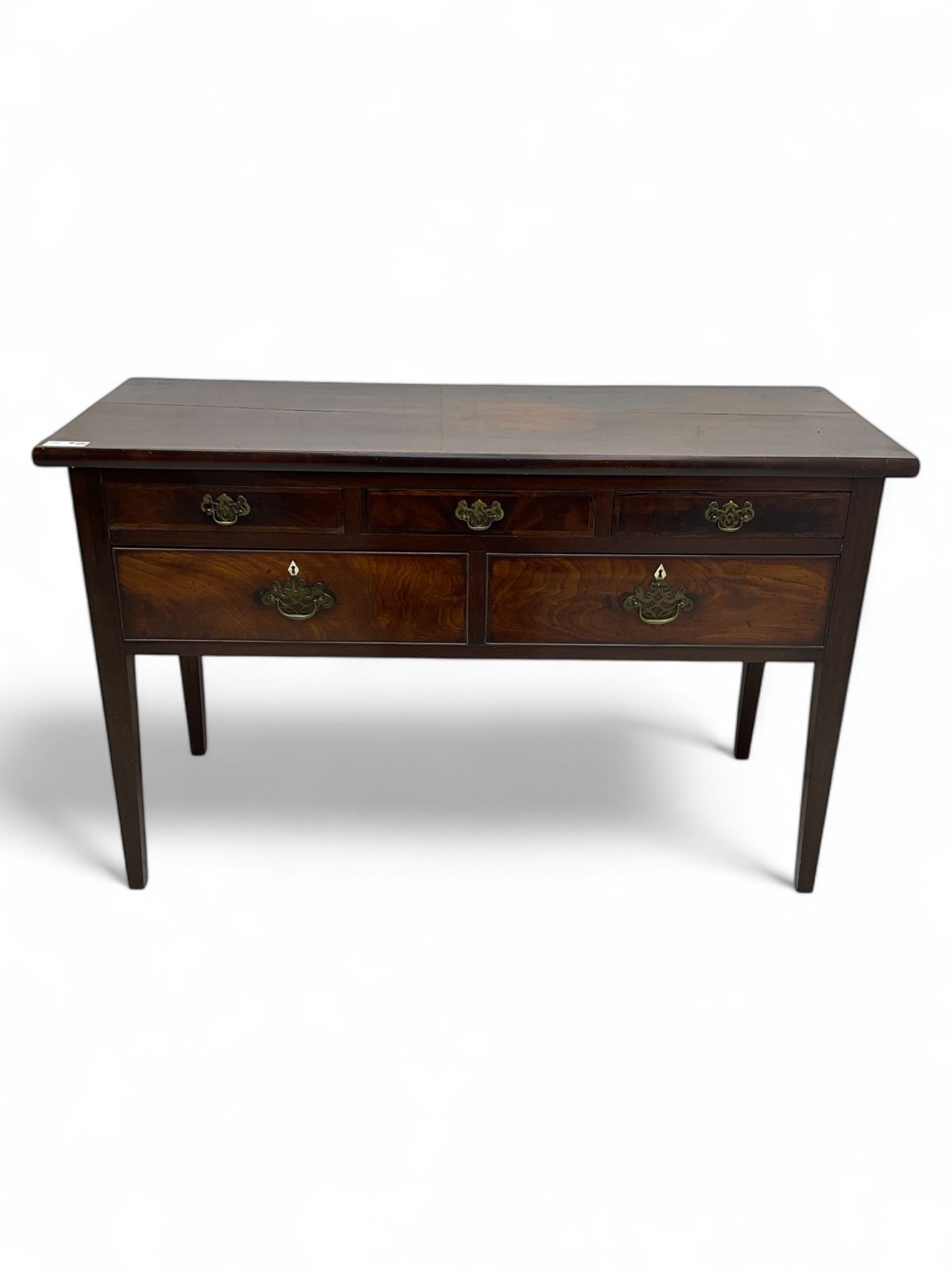 19th century mahogany side table, rectangular top over five drawers, on square tapering supports 