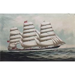 English School (Early 20th Century): Square Rigger 'Wiscombe Park' - Ship's Portrait, oil ...