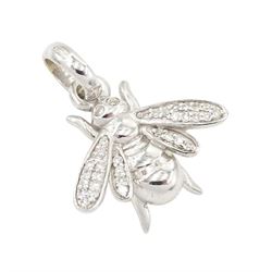 Links of London 18ct white gold pave set diamond bumble bee pendant, hallmarked