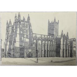 Noel Harry Leaver (British 1889-1951): 'Canterbury Cathedral', two pencil drawings signed and titled, one dated Sep '46, 18cm x 26cm (2) (unframed)