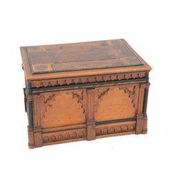 Victorian gothic stationary box, with removable shelf and compartment, decorated with pill...