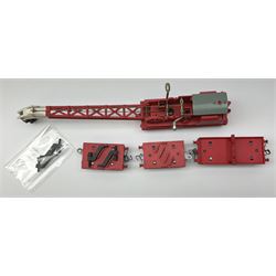 Hornby Dublo - Breakdown Crane No.4062 with screw jacks in plain red box with end label; D1 Girder Bridge, boxed; and T.P.O. Mail Van Set, boxed with mail bags (3)