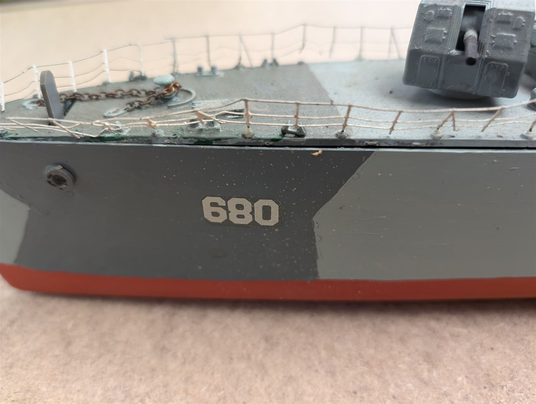 US DD-680 model warship, L89cm, H27cm