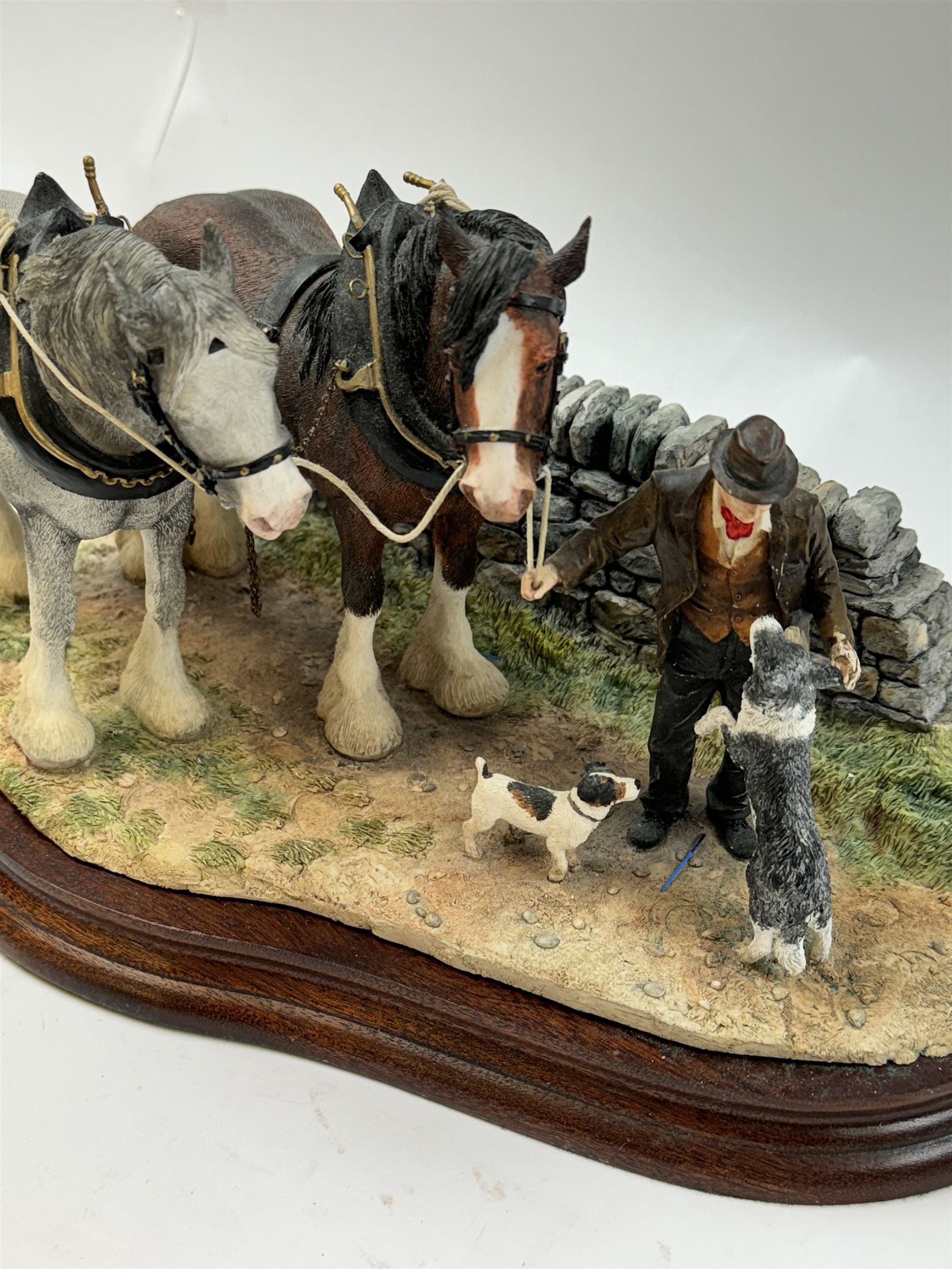 Border Fine Arts Homeward Bound, model No. B1029 by Anne Wall, on wood base, H17cm