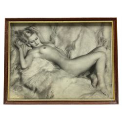 Walter Bird (British 1903-1969): Lady on Fur, photograph 22cm x 29cm 