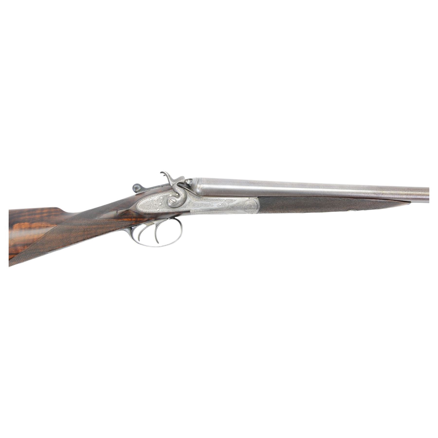 SHOTGUN CERTIFICATE REQUIRED - Alexander Henry 20 bore, percussion side by side double damascus barrel shotgun, with 69cm (27