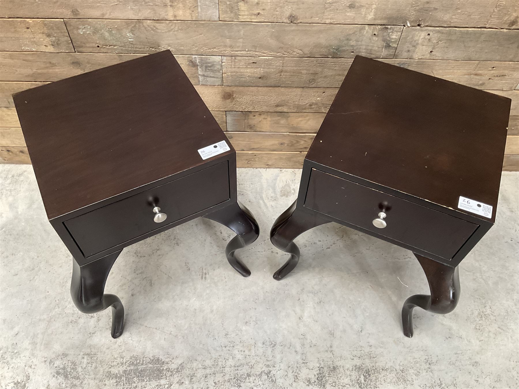 Pair of rosewood finish bedside chests