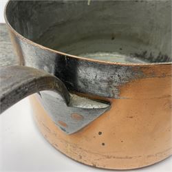 Large late 19th century copper lidded sauce pan, H15cm D23.5cm including handles L47.5cm