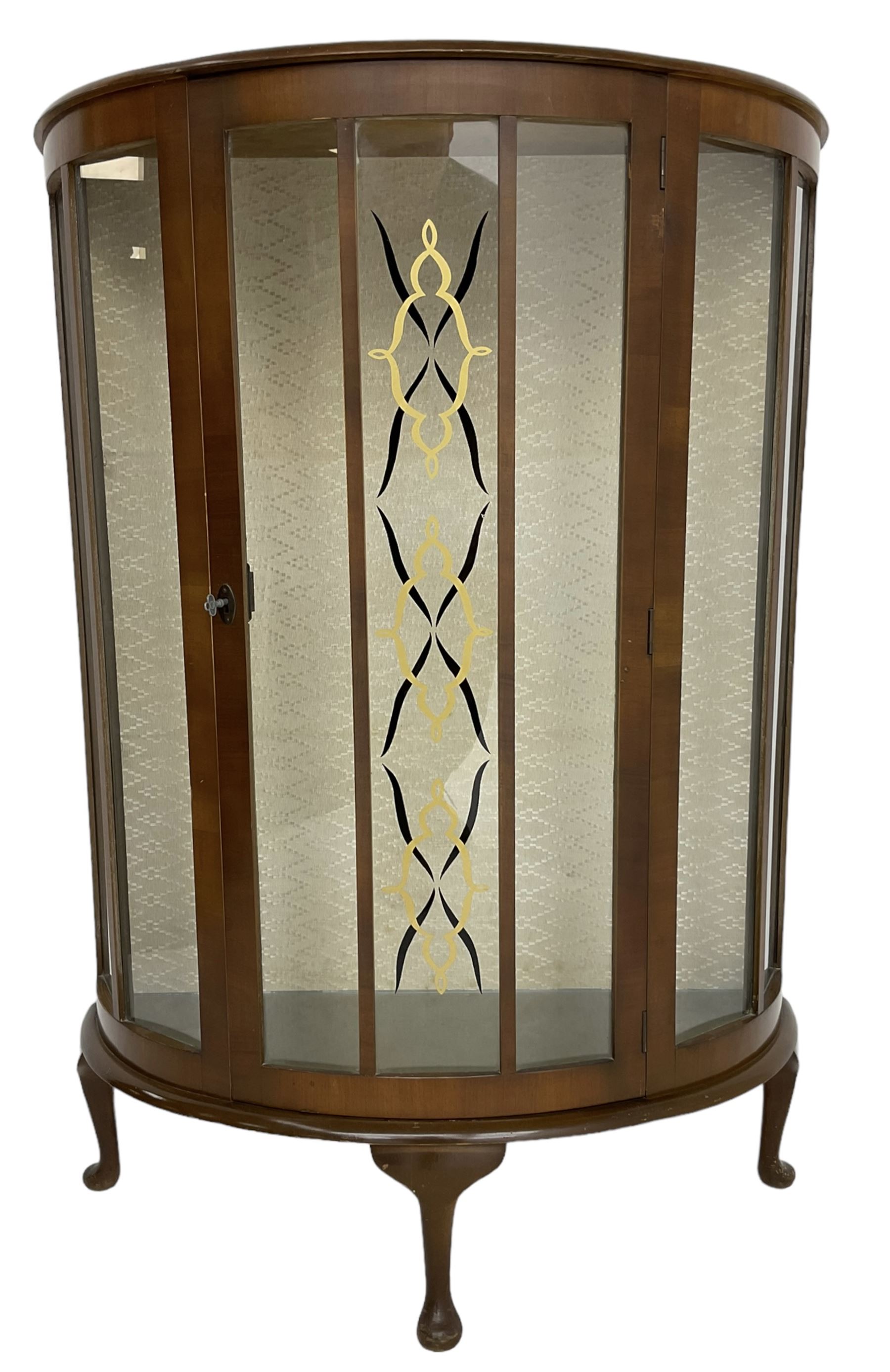 Early 20th century demi-lune glass display cabinet, the bow-front with ...