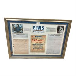 Framed Graceland collection 'Elvis' Golden Records' framed gold records together with framed 'The Early Years' large memorabilia Montage print showing some of the most iconic moments of Elvis Presley's early years, Limited edition 931/1000