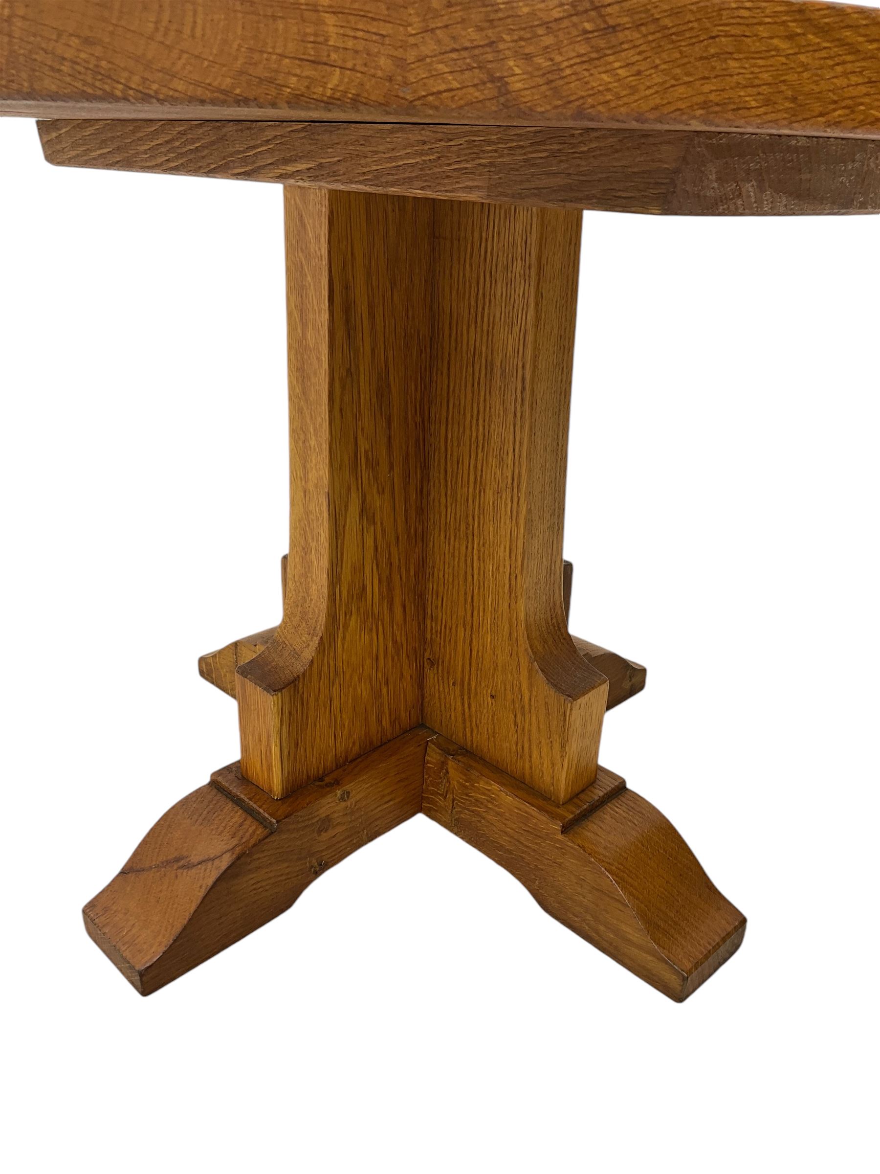 Yorkshire Oak - oak occasional table, circular top on cruciform base and sledge feet 