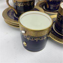 Aynsley Georgian Cobalt pattern coffee service, pattern no 7348, comprising twelve coffee cans and saucers, coffee pot, open sucrier and milk jug, all with printed mark beneath