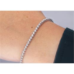 18ct white gold rubover set round brilliant cut diamond bracelet, hallmarked, total diamond weight 0.80 carat