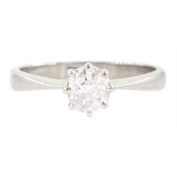 18ct white gold single stone old cut diamond ring, stamped, diamond approx 0.45 carat