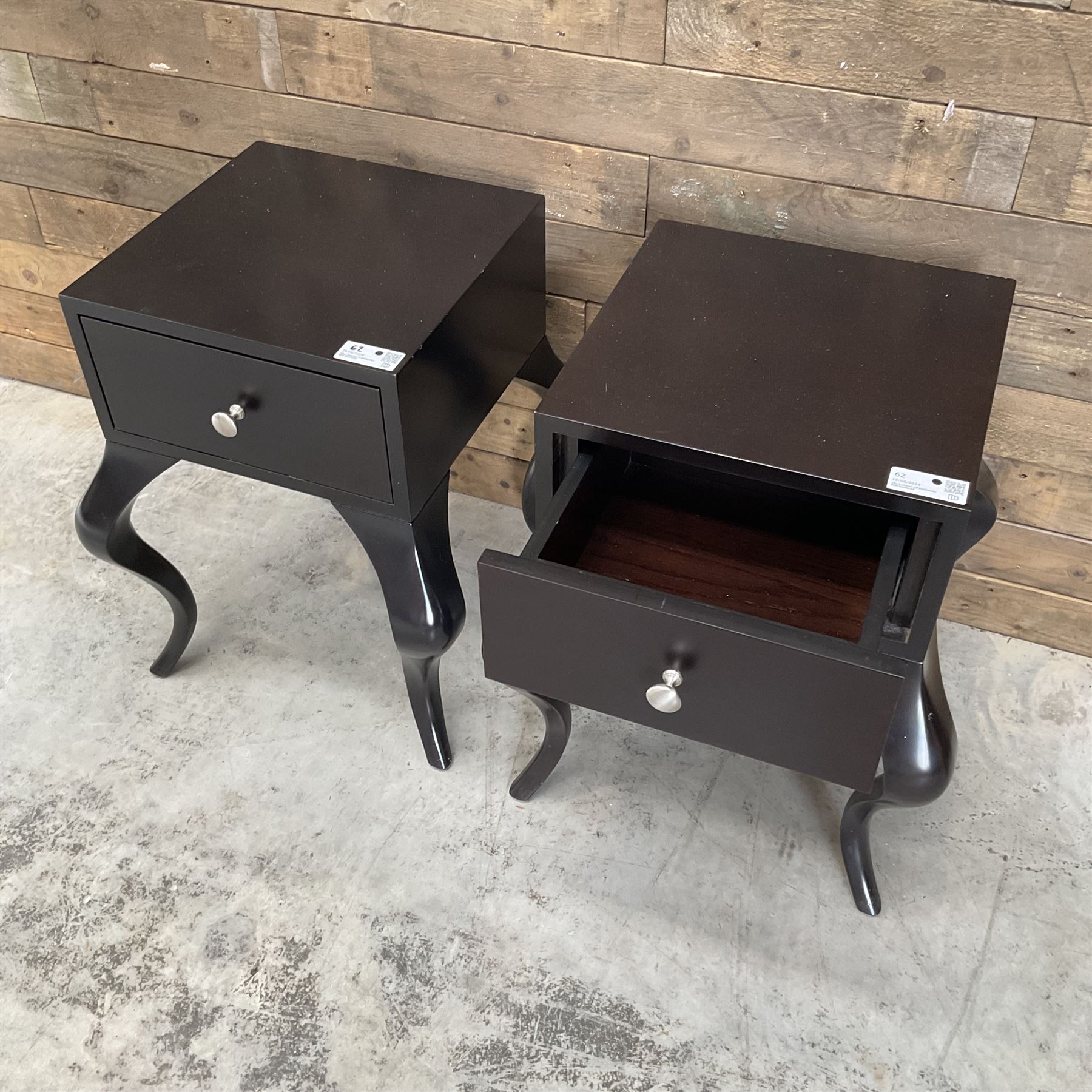 Pair of rosewood finish bedside chests