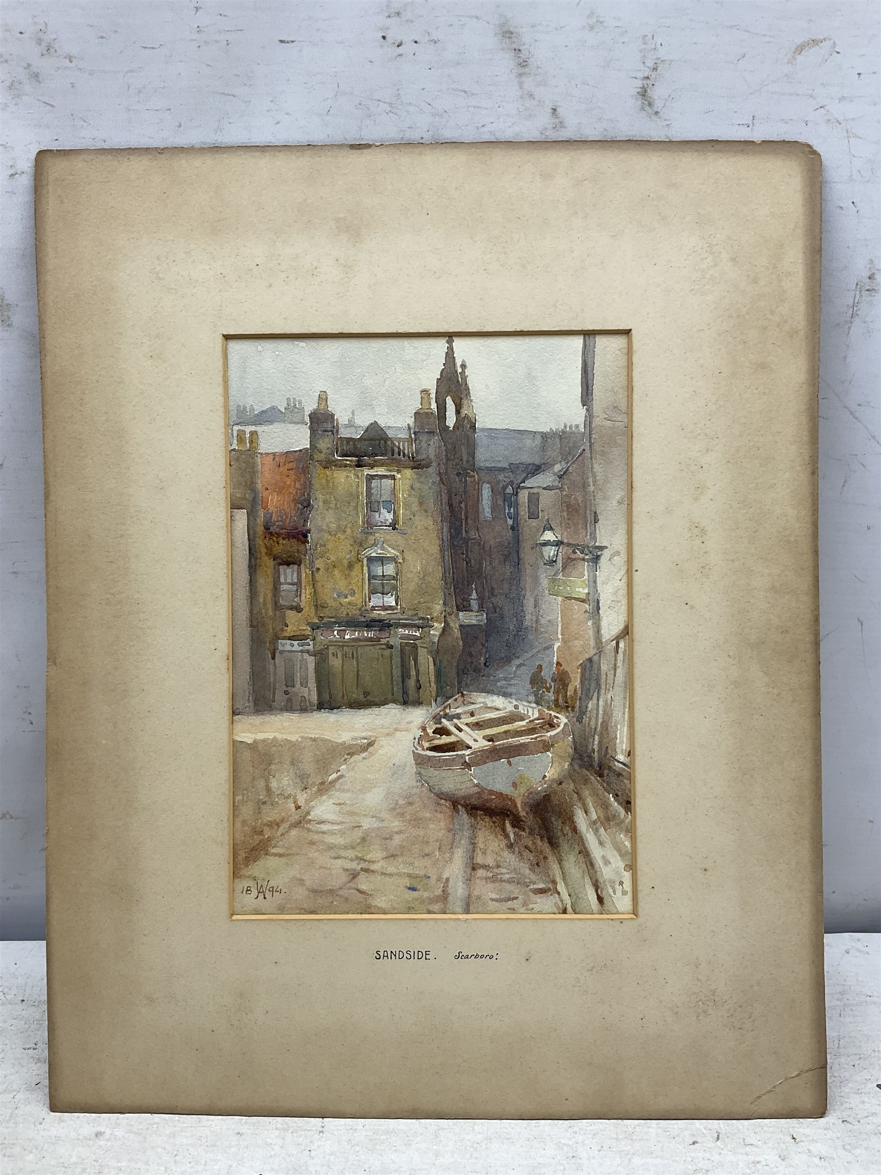 Charles William Adderton (British 1866-1944): 'Sandside Scarborough', watercolour signed with monogram and dated 1894, 25cm x 17.5cm (unframed)
Provenance: direct from the family of the artist Harry Wanless 1872-1934, part of a collection never previously seen on the market
Notes: Adderton was a friend of the brothers Harry and Charles Wanless, all of whom studied under Albert Strange at the Scarborough School of Art School. Adderton had a studio at 55 Sandside, Scarborough between 1894 and 1901, he moved to Ockbrook Derby and later to Robin Hoods Bay where he was a member of the Fylingdales Group of Artists