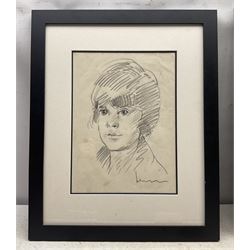 Robert Lenkiewicz (British 1941-2002): Portrait of a Woman, pencil sketch signed 34cm x 24cm 